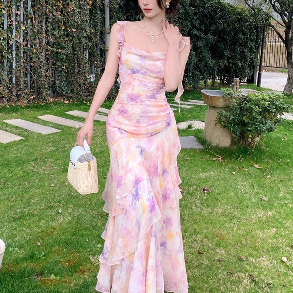 Liliette Romantic Pastel Floral Ruffles Maxi Dress - Image 4
