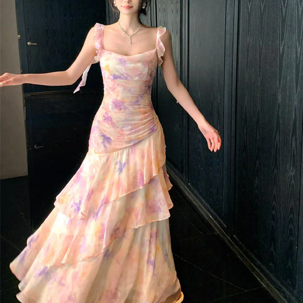 Liliette Romantic Pastel Floral Ruffles Maxi Dress - Image 5