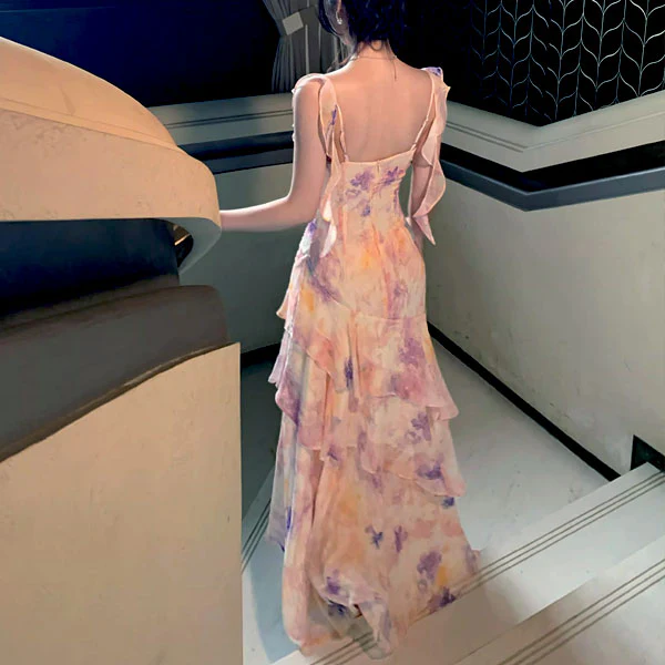 Liliette Romantic Pastel Floral Ruffles Maxi Dress - Image 6