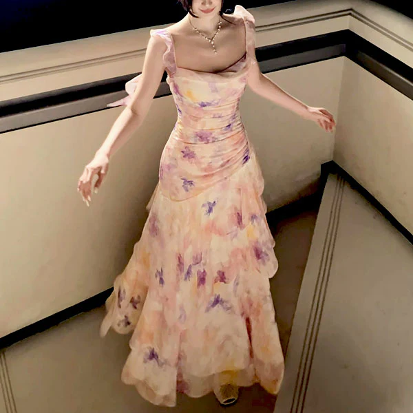 Liliette Romantic Pastel Floral Ruffles Maxi Dress - Image 7