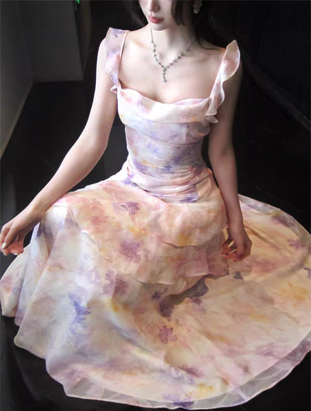 Liliette Romantic Pastel Floral Ruffles Maxi Dress - Image 8