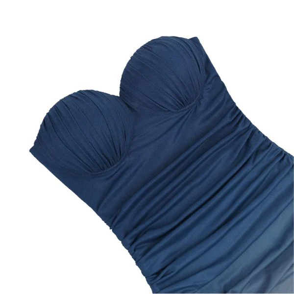 Liroa Elegant Ombré Ruched Strapless Evening Dress - Image 8