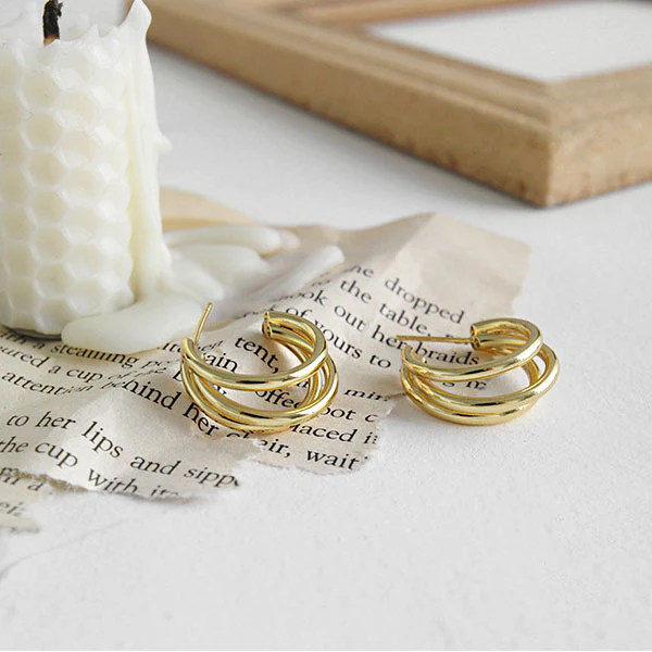 Lissie S925 Silver Triple Hoop Earrings - Image 3