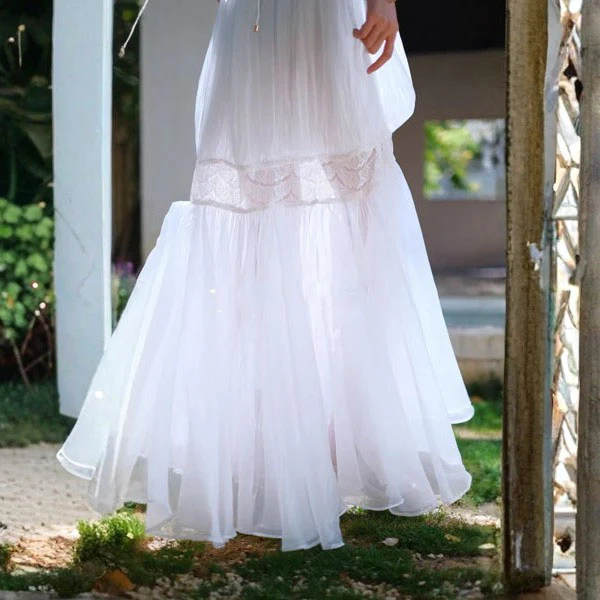 Lizzie Ethereal White Lace-Up Back Maxi Dress - Image 10