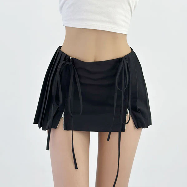Loraine Pleated Zip Front Mini Skirt - Image 12