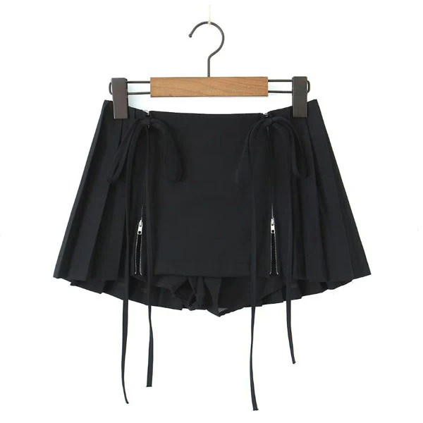 Loraine Pleated Zip Front Mini Skirt - Image 14