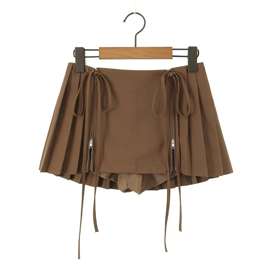 Loraine Pleated Zip Front Mini Skirt - Image 4