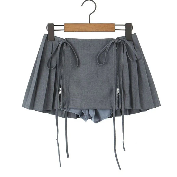 Loraine Pleated Zip Front Mini Skirt - Image 7