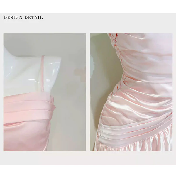 Lorna Blush Pink Ruched Drop-Waist Evening Dress - Image 10