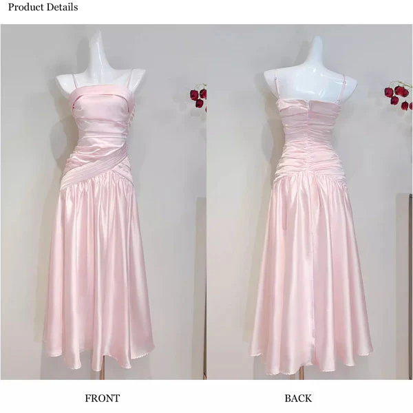 Lorna Blush Pink Ruched Drop-Waist Evening Dress - Image 9