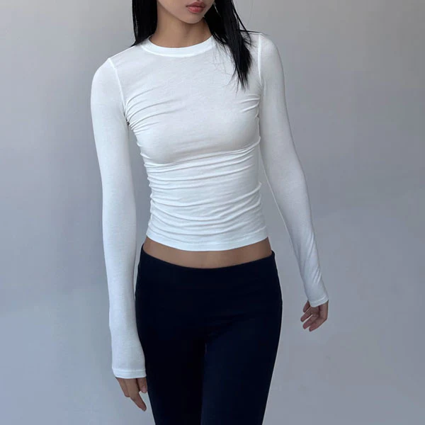 Lucia Long Sleeve Crew Neck Basic Top - Image 2