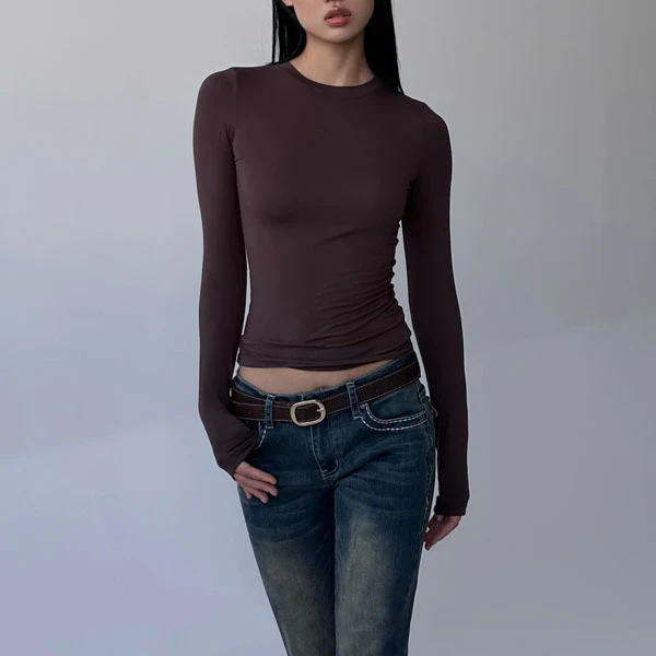 Lucia Long Sleeve Crew Neck Basic Top - Image 4