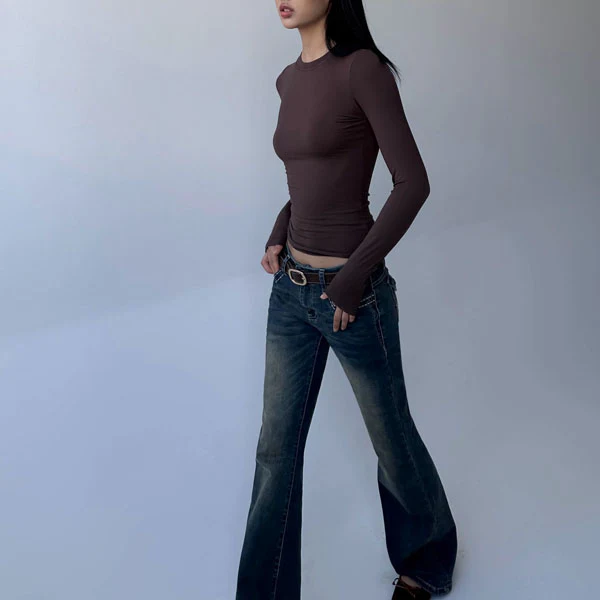 Lucia Long Sleeve Crew Neck Basic Top - Image 5