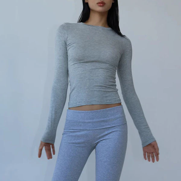 Lucia Long Sleeve Crew Neck Basic Top - Image 8