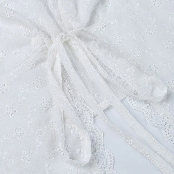 Lucie Lace Trim Tie Front Top - Image 7