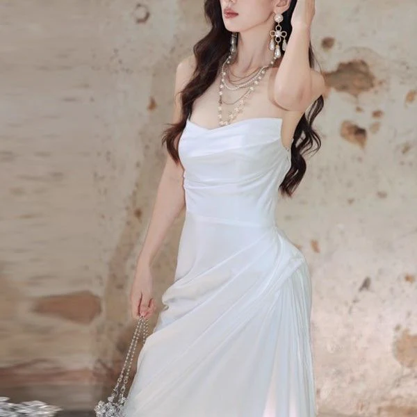 Lumière White Sateen Strapless Evening Dress - Image 6