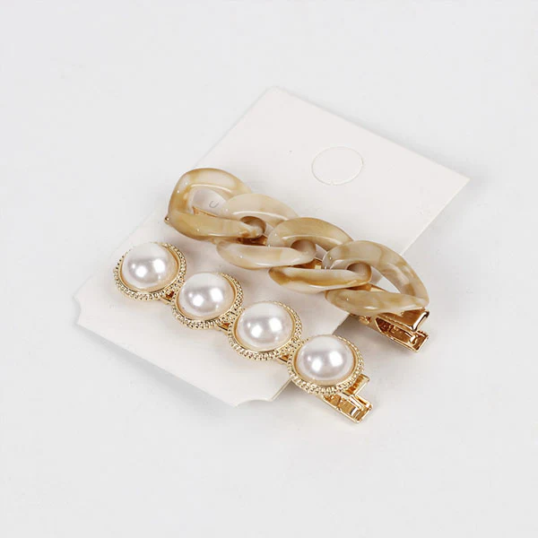 Lynna Faux Pearl Chain Hair Pin Set - Image 5