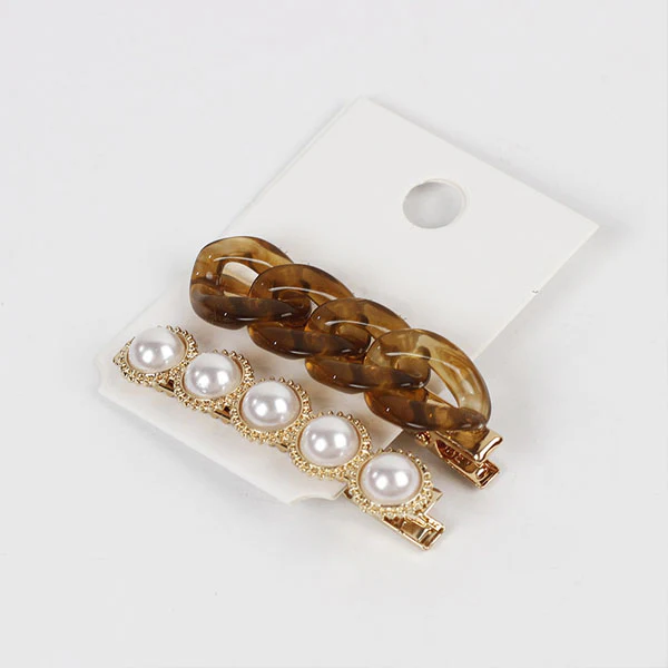Lynna Faux Pearl Chain Hair Pin Set - Image 6