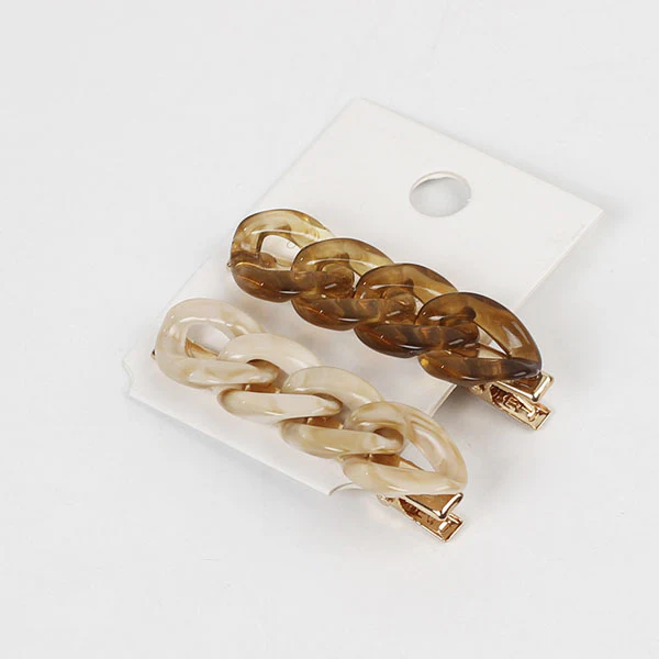 Lynna Faux Pearl Chain Hair Pin Set - Image 7