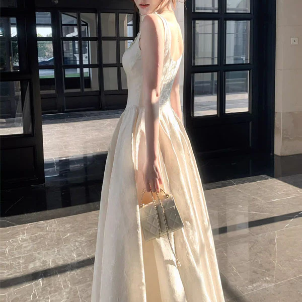 Mabelline Ivory Crystal-Embellished Jacquard Evening Dress - Image 9