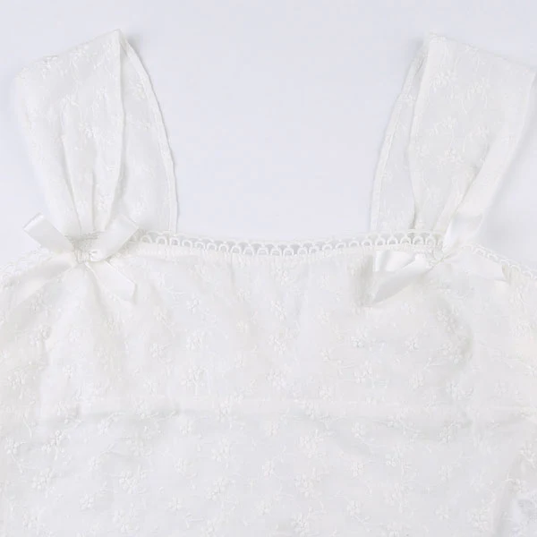 Maddie White Lace Embroidery Sleeveless Top - Image 6