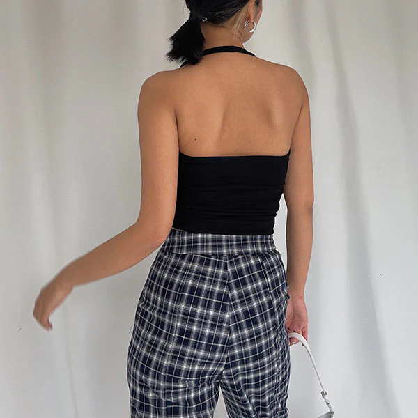 Madison Halter Ribbed Crop Tank Top - Image 13