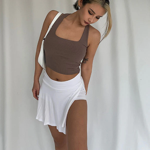 Madison Halter Ribbed Crop Tank Top - Image 17