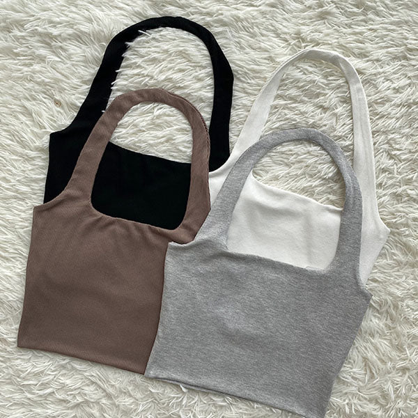 Madison Halter Ribbed Crop Tank Top - Image 18