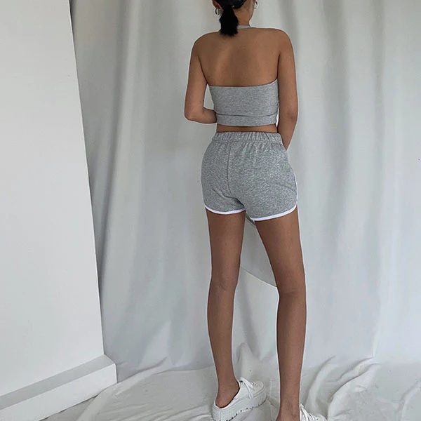 Madison Halter Ribbed Crop Tank Top - Image 8