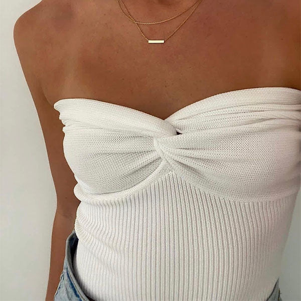 Maggie Twist Front Knit Tube Top - Image 10