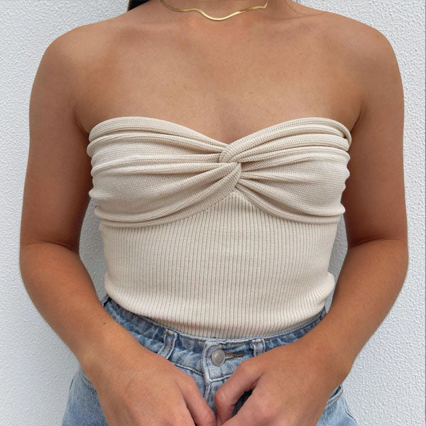 Maggie Twist Front Knit Tube Top - Image 3