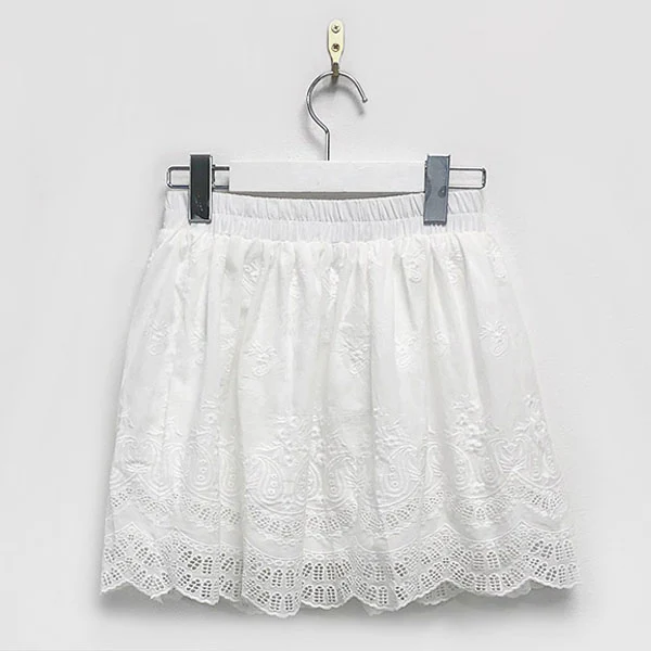 Mandy White Embroidered Print Mini Skirt - Image 4