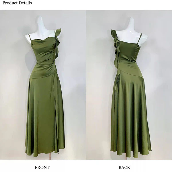 Marcelline Olive Green Cowl Neck Evening Dress - Image 10