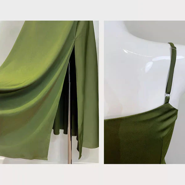 Marcelline Olive Green Cowl Neck Evening Dress - Image 11