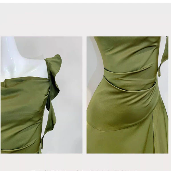 Marcelline Olive Green Cowl Neck Evening Dress - Image 9