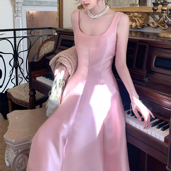 Maribelle Vintage-Inspired Blush Pink Princess A-Line Dress - Image 3