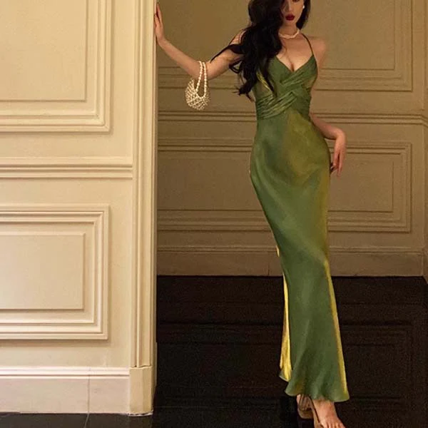 Marilyn Green Cross Back Evening Maxi Dress - Image 4