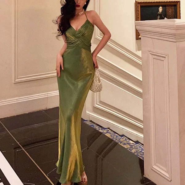 Marilyn Green Cross Back Evening Maxi Dress - Image 5