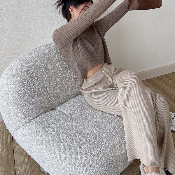 Marissa Ribbed Knit Wide Leg Pants - Image 4
