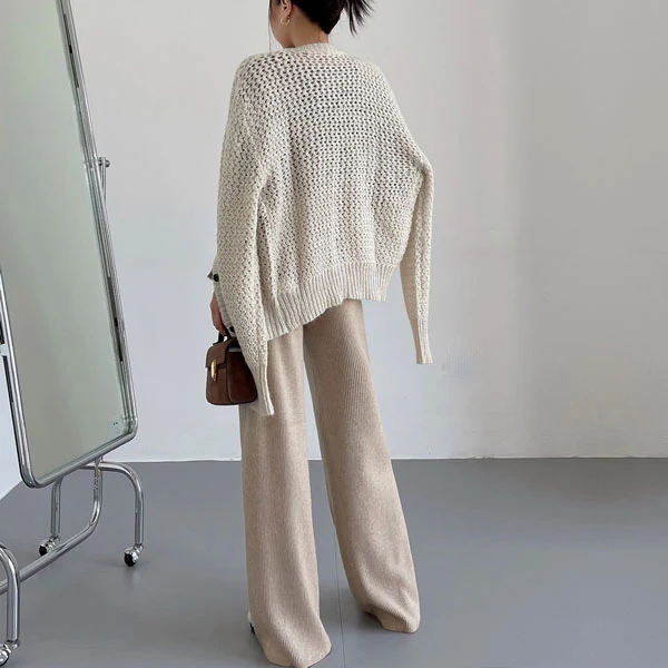 Marissa Ribbed Knit Wide Leg Pants - Image 6