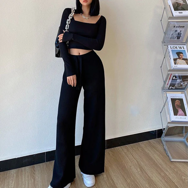 Marissa Ribbed Knit Wide Leg Pants - Image 8