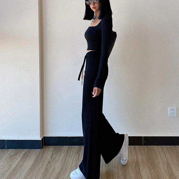 Marissa Ribbed Knit Wide Leg Pants - Image 9