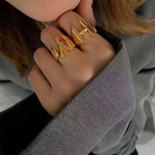 Melina Minimalist Name Initial Ring - Image 3