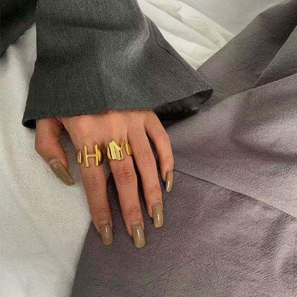 Melina Minimalist Name Initial Ring - Image 4