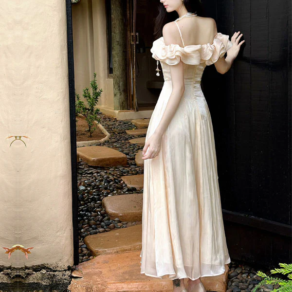 Melinda Off Shoulder Blush Ruffle Maxi Dress - Image 2