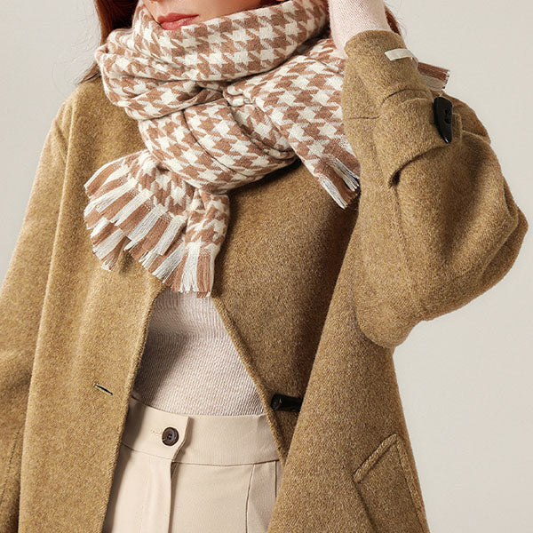 Michelle Houndstooth Fringe Scarf - Image 12