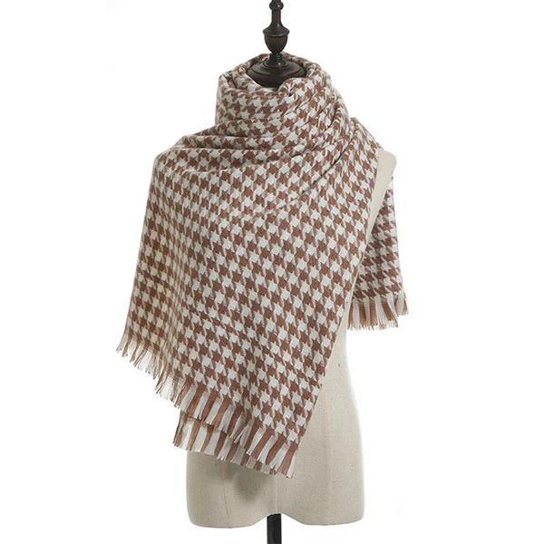 Michelle Houndstooth Fringe Scarf - Image 13