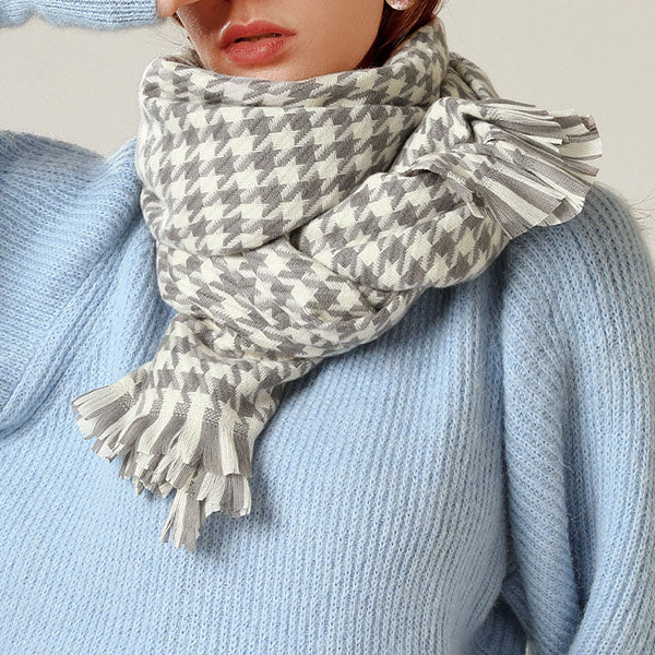 Michelle Houndstooth Fringe Scarf - Image 23