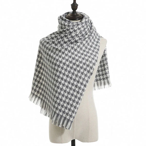 Michelle Houndstooth Fringe Scarf - Image 24
