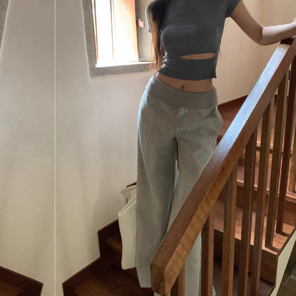 Mika Grey Flare Leg Lounge Pants - Image 4